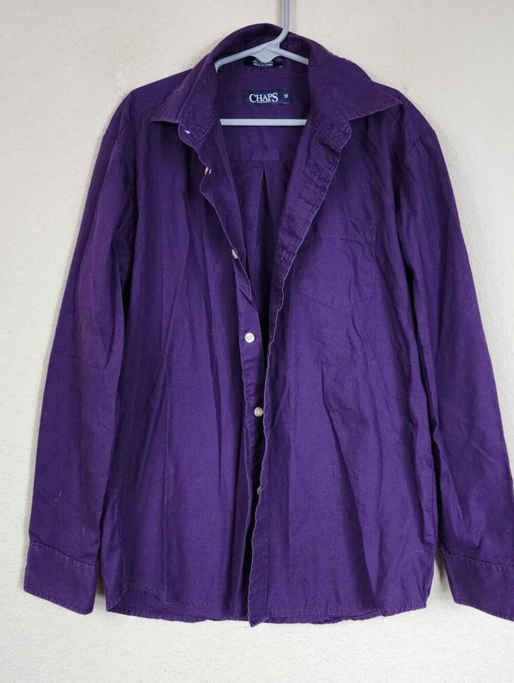 Kids Size 12 Chaps Dark Purple Long Sleeve Shirt Top